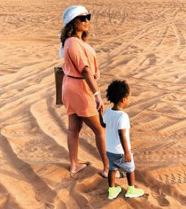 Isayah Kembo Ekoko enjoying his time with mom Melissa at the United Arab Emirates.